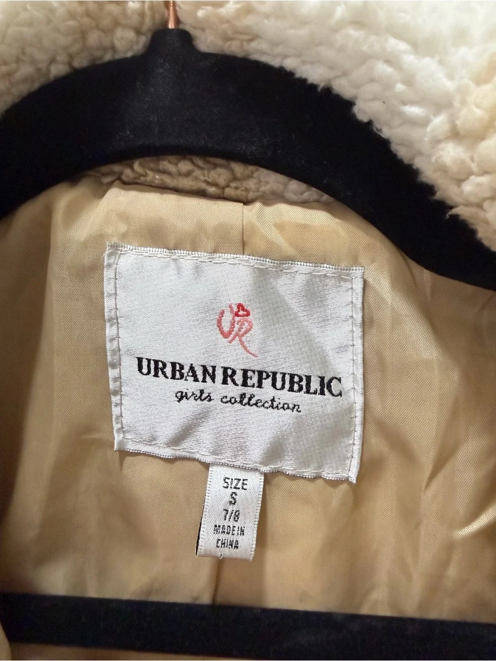 Urban Republic Kids Edition Chunky Cozy Sherpa Shacket Jacket - Beige Plaid - Picture 3 of 4